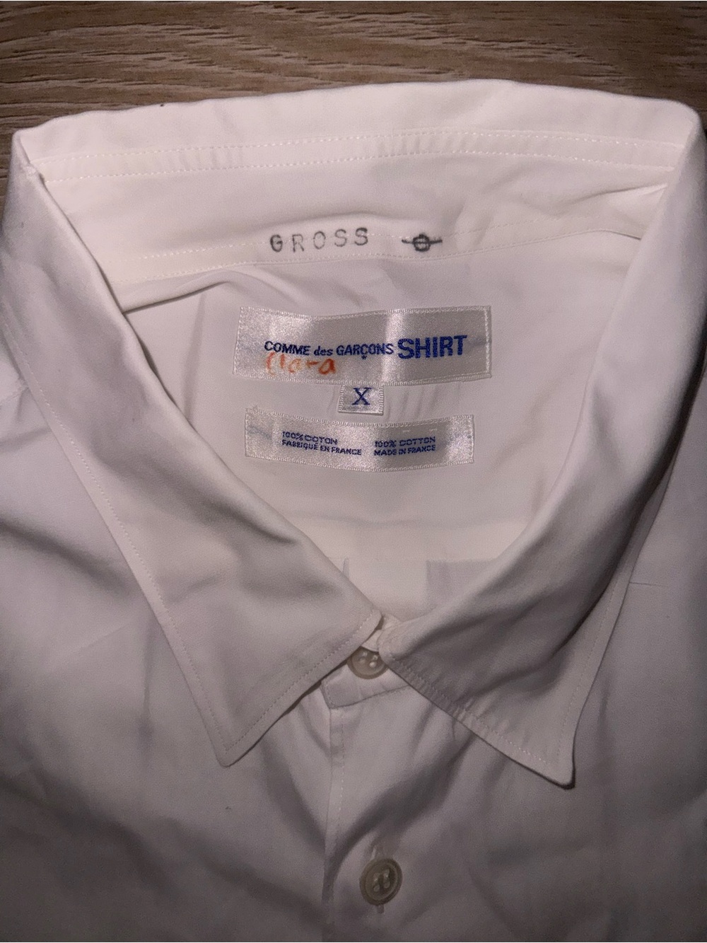 Comme des Garçons White Button Up Dress Shirt